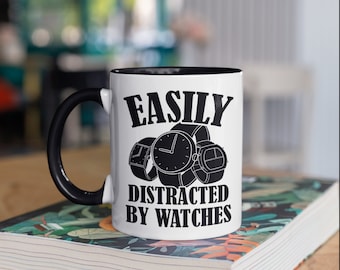 Taza de coleccionista de reloj divertido, taza de café de recolección de relojes, vaso de horología relojera, taza de viaje, soporte de latas