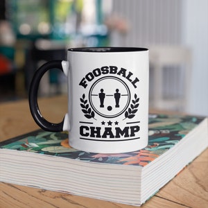 Foosball Champ Mug, Foosball Coffee Mugs, Funny Foosball Champion Gift, Gifts for Foosball Players,  Tumbler Travel Mug Can Holder