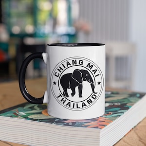 Chiang Mai Elephant Coffee Mug, Thailand Travel Mug, Tumbler, Water Bottle, Beer Holder