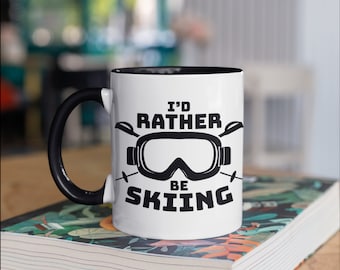 I'd Rather Be Skiing Mug, Funny Skiing Coffee Mugs, Funny Gifts for Skiers, Gifts,  Tumbler Travel Mug Beer Can Holder Cooler