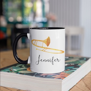 Trombone Mug, Trombone Player Coffee Mug, Cute Trombone Personalized Gifts, Band Teacher  Tumbler,  Travel Mug Beer Can Holder Cooler
