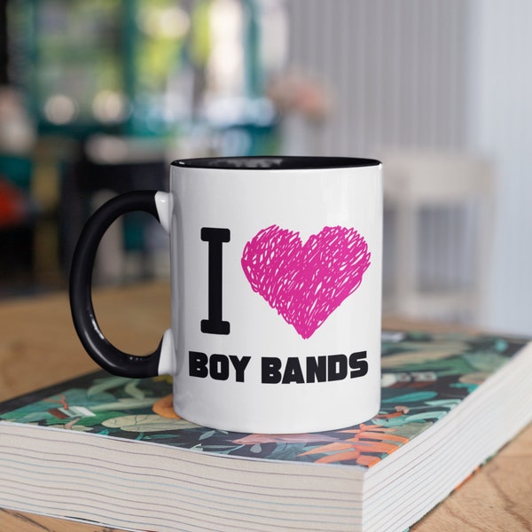 I Love Boy Bands Coffee Mug, Travel Mug, Tumbler, Water Bottle, Beer Holder