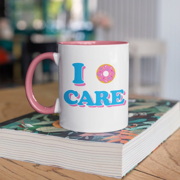 I Donut Care Mug, Funny Pink Doughnut Coffee Mugs, ,  Tumbler Travel Mug Beer Can Holder Cooler