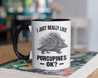 I Just Really Like Porcupines Coffee Mug, Porcupine Tumbler, Enthusiast Travel Mug, Unique Water Bottle, Porcupine Drinkware