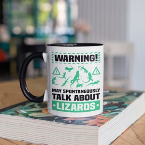 Warning May Talk About Lizards Mug, Funny Lizard Coffee Mugs, Reptile Tumbler, Travel Mug, Beer Can Holder Cooler, Water Bottle