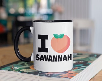I Love Savannah Mug, Georgia Peach Savannah Coffee Mugs, Tumbler, Travel Mug, Beer Can Holder Cooler, Water Bottle
