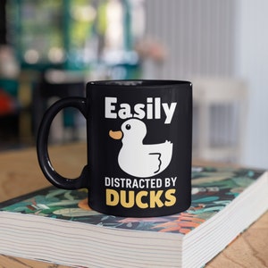Easily Distracted By Ducks Mug, Funny Duck Coffee Mugs, Tumbler Travel Mug Beer Can Holder Cooler