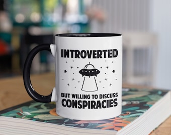 Introvert diskutera konspirationsteorier mugg, roliga konspirationskaffemuggar konspirationsteori gåvor för konspirationsteoretiker mugg konspiratricist tumbler