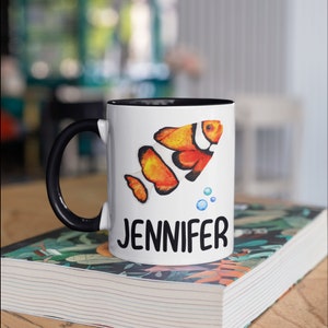 Personalized Clownfish Mug, Nautical Coffee Mug, Cute Ocean Personalized Gifts, Aquarium Fish Custom  Tumbler,  Travel Mug Can Holder
