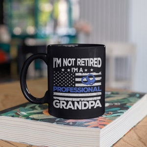 Professional Grandpa Retired Police Mug, Law Enforcement Retirement Coffee Mugs, Tumbler Travel Mug Beer Can Holder Cooler