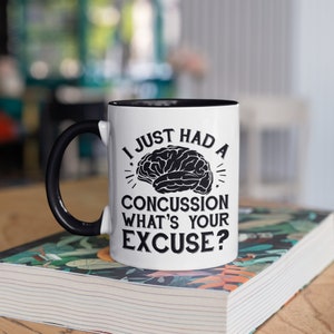 Concussion Mug, Funny Concussion Coffee Mugs, Get Well Soon Gifts, TBI Gift, Traumatic Brian Injury,  Tumbler Travel Mug Can Holder