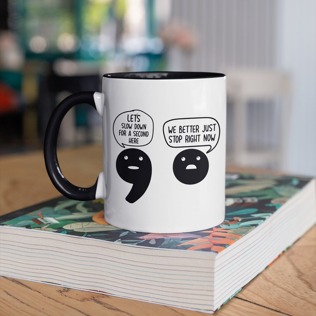 Punctuation English Mug, Funny English Teacher Coffee Mugs, English
