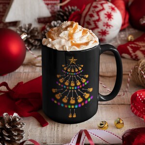 Guitar Christmas Tree Mug, Guitarist Funny Xmas Coffee Mugs, Guitars Tumbler Travel Mug Beer Can Holder Cooler