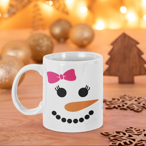 Girl Snowman Mug, Cute Snowman Christmas, Xmas Coffee Mugs