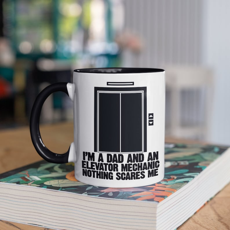 Funny Elevator Mechanic Dad Mug, Elevator Mechanics Coffee Mugs, Tumbler, Travel Mug, Beer Can Holder Cooler, Water Bottle image 1