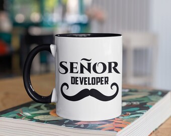 Caneca do desenvolvedor do senor, canecas de café engraçadas do programador de computador, presente do codificador, copo, caneca de viagem, refrigerador do suporte da lata de cerveja, garrafa de água