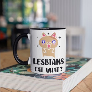 Lesben essen was? Tasse, NSFW Lustige Katze Kaffeebecher, Lustige kätzchen Gay Pride Geschenk, Geschenke für Lesben, Tumbler Reise Tasse Kanne Halter