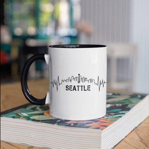 Seattle Skyline Mug, Seattle Coffee Mugs, Tumbler, Travel Mug, Beer Can Holder Cooler, Water Bottle