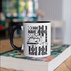 Grappige Trucker CDL License Mug, Diesel Truck Driver American Flag Coffee Mokken, Truckers Gift, Semi Truck, , Tumbler Travel Mok Kan Houder