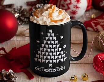 Christmas Dentist Mug, Funny Dentist Tree Coffee Mug, Funny Dental Hygienist Coffee Mugs, Dental Office Tumbler Travel Mug Can Holder