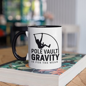 Pole Vault Mug, Gravity Defying Tumbler, Vaulting Enthusiast Travel Mug, Track Athlete Drinkware, Beverage Holder