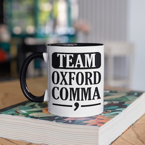 Team Oxford Comma Mug, Funny English Teacher Coffee Mugs, Grammar English Spelling Gift, Writer Gifts,  Tumbler Travel Mug Can Holder