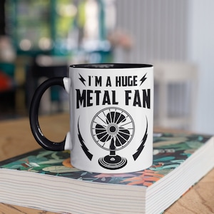 I&#39;m A Huge Metal Fan Mug, Funny Death Metal Music Coffee Mugs, Metal Music Pun Gift, Metal Band Gifts, Tumbler Travel Mug Can Holder