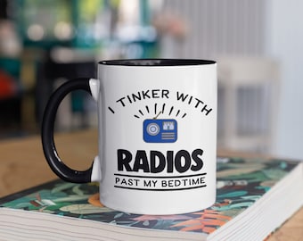 I Tinker With Radios Mug, Funny Radio Antenna Mugs, Gifts For Radio Operators, Gift, Ham Radio  Tumbler Travel Mug Beer Can Holder Cooler