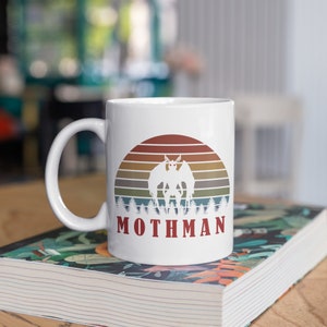 Mothman Mug, Mothman Coffee Mugs, Tumbler, Travel Mug, Beer Can Holder Cooler, Water Bottle