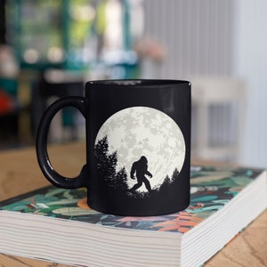 Bigfoot Moon Mug, Sasquatch Moon Coffee Mugs, Tumbler, Travel Mug, Beer Can Holder Cooler, Water Bottle