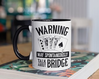 Taza de café Bridge, taza de viaje del juego de cartas Bridge, vaso, botella de agua, soporte para latas de cerveza