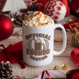 Taza oficial de eggnog Taster, tazas de café Eggnog divertido, Eggnog Tumbler Travel Mug Beer Can Holder Cooler