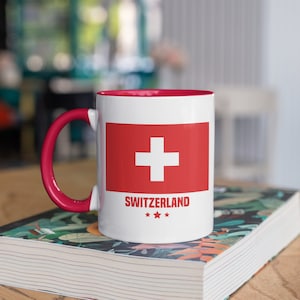 Switzerland Flag Mug, Switzerland Coffee Mugs, Swiss Flag Tumbler, Travel Mug, Beer Can Holder Cooler, Water Bottle