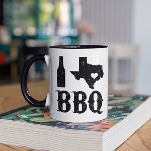 Texas BBQ Mug, Texan Barbecue Coffee Mugs, Dallas Houston Fathers Day Dad Gift, Gifts,  Tumbler Travel Mug Beer Can Holder Cooler