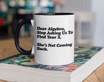 Funny Algebra Mug, Math Teacher Coffee Mugs, Algebraic Equations, Mathematics Gift, Algebra,  Tumbler Travel Mug Beer Can Holder Cooler