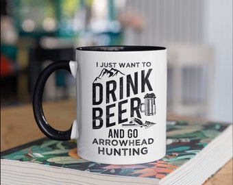 Arrowhead Hunting and Beer Mug, Funny Hunter Coffee Mugs, Gifts, Hunting, Hunt Gift,  Tumbler Travel Mug Beer Can Holder Cooler
