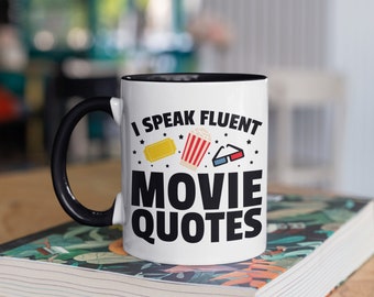 Fluent Movie Quotes Mug, Cinema Coffee Mugs, Funny Movie Watcher, Film Buff, Gifts for Movie Lovers, Film Studies Tumbler,  Tumbler