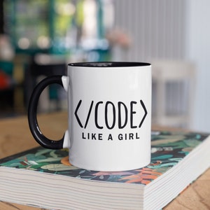 Girl Coder Coffee Mug, Code Like A Girl Tumbler, Tech Enthusiast Travel Mug, Programmer Drinkware