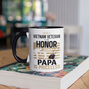 Vietnam Veteran Papa Mug, Vietnam Vet Coffee Mugs, Fathers Day Gift, War Hero Gifts,  Tumbler Travel Mug Beer Can Holder Cooler