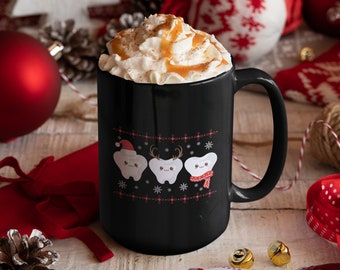 Christmas Dentist Mug, Cute Teeth Coffee Mug, Funny Dental Hygienist Coffee Mugs, Dental Office Tumbler, Tooth Gifts Travel Mug Can Holder