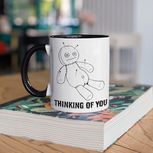Voodoo Doll Mug, Funny Thinking Of You Coffee Mugs, Witchcraft Pun Gift, Cute Animal Zookeeper, Gifts,  Tumbler Travel Mug Can Holder