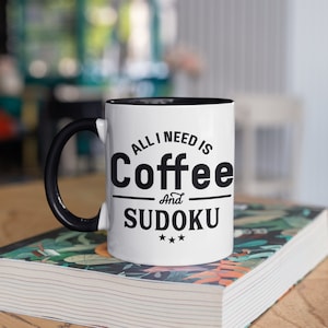 Coffee and Sudoku Mug, Funny Sudoku Coffee Mugs, Tumbler, Travel Mug, Beer Can Holder Cooler, Water Bottle