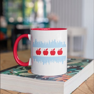 Chicago Teacher Mug, Chicago Flag Apple, Chicagoan Coffee Mugs, Gifts For CPS Teachers, Camp Mug, Tumbler