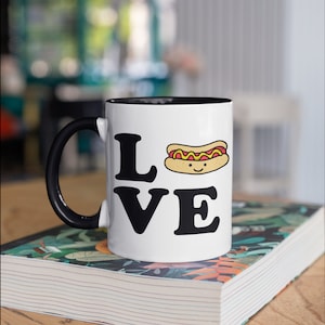 Hotdog Love Mug, Cute Hotdogs Coffee Mugs, Funny Hotdog Lover, Gifts for Hotdog Eaters,  Tumbler Travel Mug Beer Can Holder Cooler