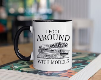 Train Models Coffee Mug, Funny Fool With Models Tumbler, Train Model Builder Travel Mug, Can Holder