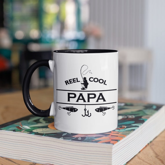 Reel Cool Papa Mug, Fishing Fathers Day Coffee Mugs, Funny Gifts