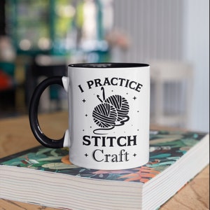 Crochet Stitch Craft Mug, Funny Crocheting Knitting Coffee Mugs, Yarn Knitter Crocheter Gift, Gifts,  Tumbler Travel Mug Can Holder