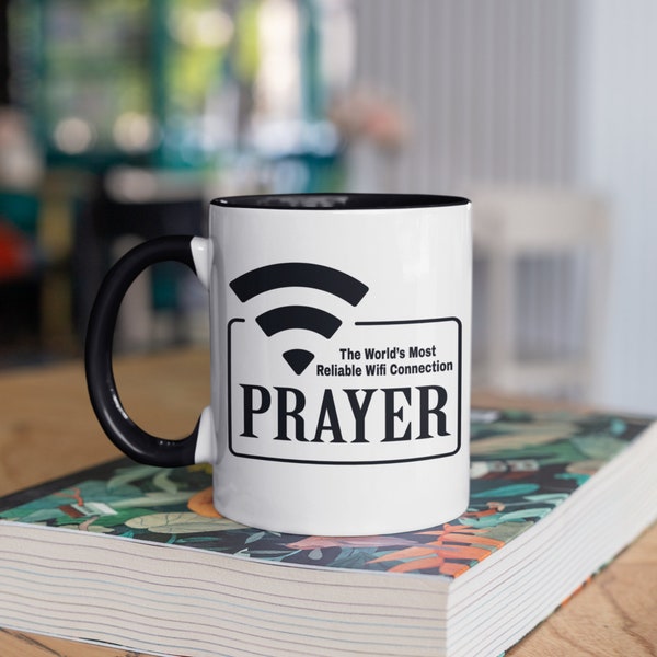 Funny Prayer Mug, Prayer WiFi, Praying Gift, Catholic Christian Coffee Mugs, Tumbler, Travel Mug, Beer Can Holder Cooler, Water Bottle