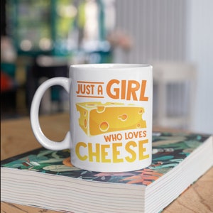 Girl Who Loves Cheese Mug, Funny Dairy Cheese Lover Coffee Mugs, Tumbler Travel Mug Beer Can Holder Cooler