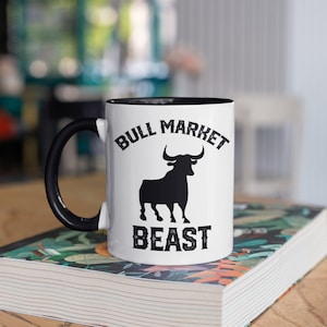 Bull Market Beast Mug, Funny Stock Investor Coffee Mugs, Stock Broker, Bull Market Day Trader Investing Gift, Gifts,  Tumbler